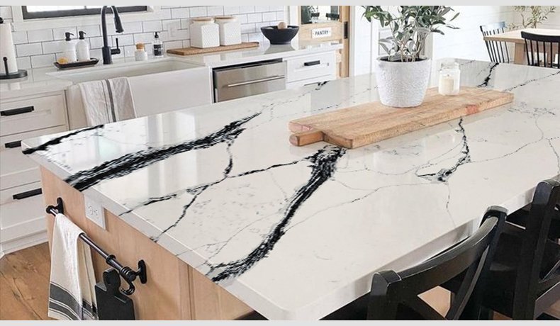 Calacatta River Black Quartz Slab Factory Direct Sales 5087