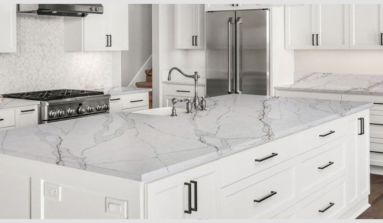 5052 Calacatta Leon Quartz White dining table High-end